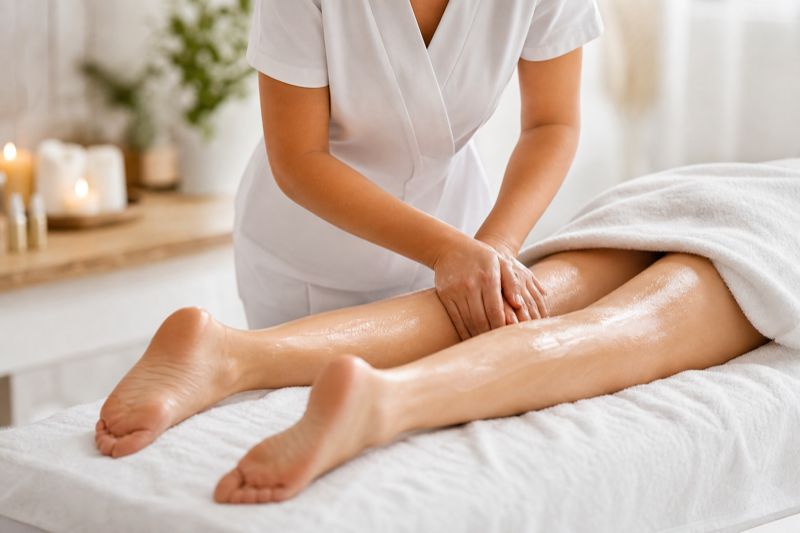 Massagem estética corporal em spa com toques firmes